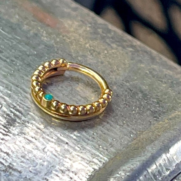 BVLA Jewelry - BVLA💎Yellow Gold Septum Clicker Ring Natural Gem